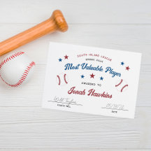 Personalisiertes Kids Baseball Team Award-Zertifik