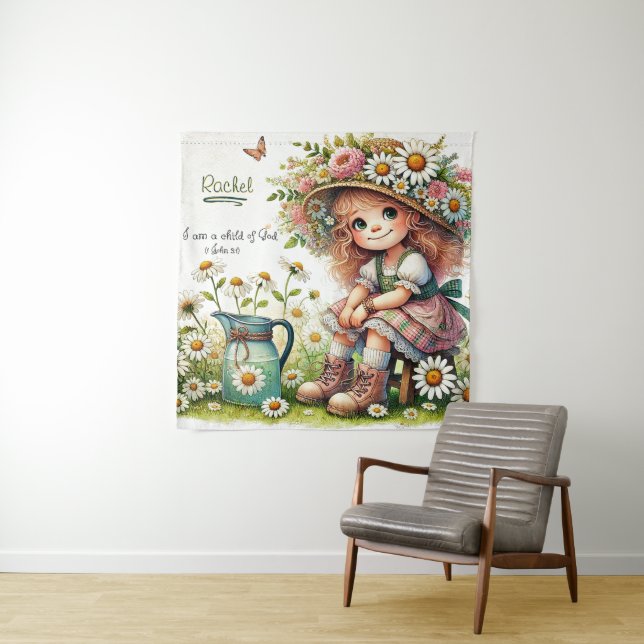 Personalisiertes Kind des Gottesmädchens Wandteppich (Beispiel)