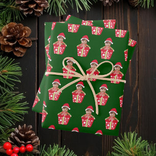 Personalisiertes Kinder-Gesicht Foto Weihnachten G Geschenkpapier Set
