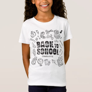 Personalisiertes Kinder Zurück zur Schule Doodle T-Shirt