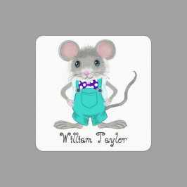 Personalisiertes Kinderlabel mit niedlicher Maus Kinderetiketten
