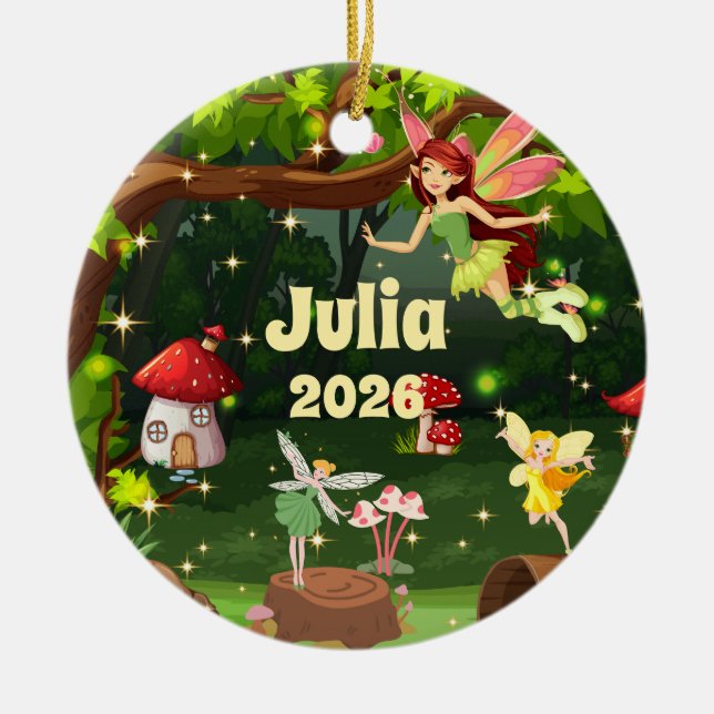 Personalisiertes Kindername-Fee-Ornament Keramik Ornament (Vorne)