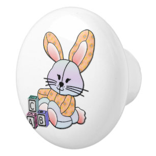 Personalisiertes Kinderzimmer Art - Bunny Keramikknauf