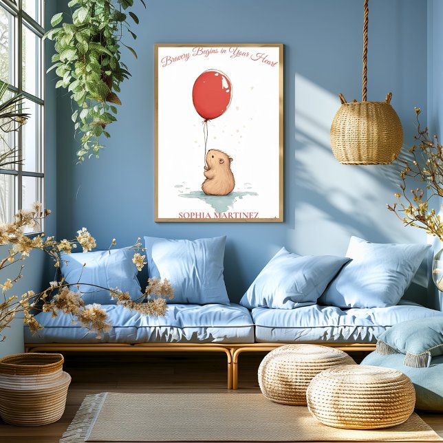 Personalisiertes Kinderzimmer Art - Capybara & Red Poster (Von Creator hochgeladen)