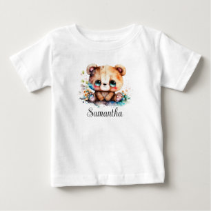 Personalisiertes Kinderzimmer-Bärchen-Wasserfarbe Baby T-shirt