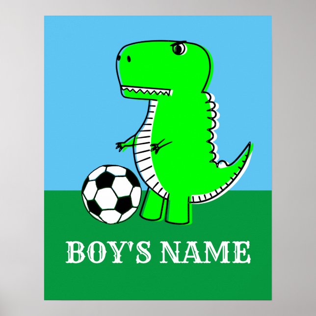 Personalisiertes Kinderzimmer Dino Boys Name Poster (Vorne)