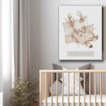 Personalisiertes Kinderzimmer Künstlicher Leinwanddruck<br><div class="desc">Ein niedliches Aquarell-kleines gemaltes Schlafhirsch mit Babynamen und Geburtsdatum. Ein perfektes Kinderzimmer Geschenk für Junge oder Junge. Imitate Leinwand drucken.</div>