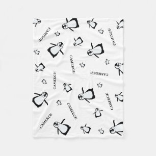 Personalisiertes Kinderzimmer Schwarzweißpinguin Fleecedecke