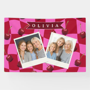 Personalisiertes Kirsch-Gingham Retro Individuelle Banner
