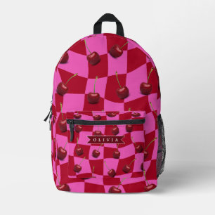 Personalisiertes Kirsch-Gingham Retro Individuelle Bedruckter Rucksack