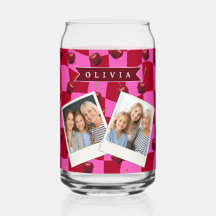 Personalisiertes Kirsch-Gingham Retro Individuelle Dosenglas