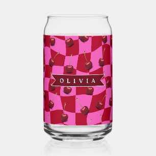 Personalisiertes Kirsch-Gingham Retro Individuelle Dosenglas