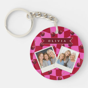 Personalisiertes Kirsch-Gingham Retro Individuelle Schlüsselanhänger