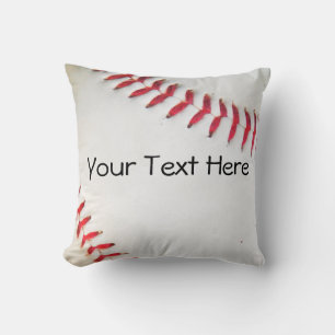 Personalisiertes Kissen Weiß Baseball rote Sticker