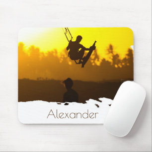 Personalisiertes Kitesurfen bei Sonnenuntergang tr Mousepad