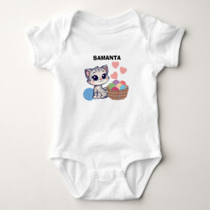 Personalisiertes Kitten- und Wolle-Baby-Bodystramp Baby Strampler