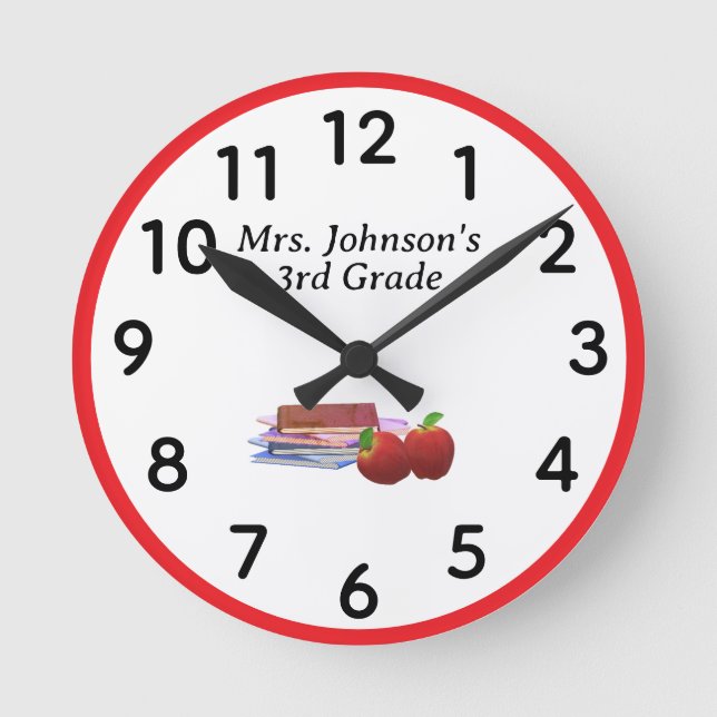 Personalisiertes Klassenzimmer Runde Wanduhr (Vorderseite)