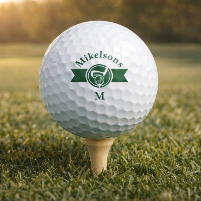 Personalisiertes klassisches grünes Golf-Monogramm Golfball (Von Creator hochgeladen)