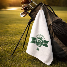 Personalisiertes klassisches grünes Golf-Monogramm Golfhandtuch