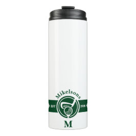 Personalisiertes klassisches grünes Golf-Monogramm Thermosbecher