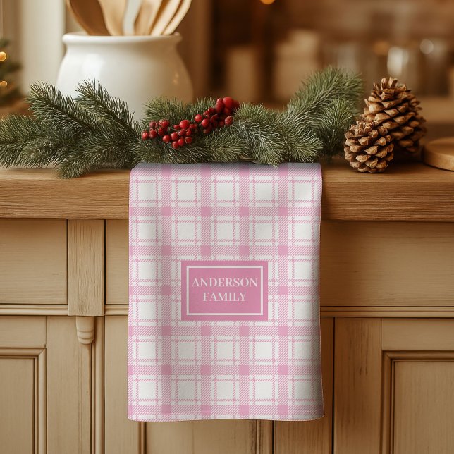 Personalisiertes klassisches Handtuch Hellrosa Kar (Personalized Classic Towel Light Pink Plaid Charm)