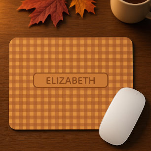 Personalisiertes Klassisches Kürbis Herbst Gingham Mousepad