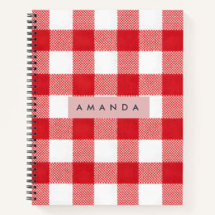 Personalisiertes Klassisches Rotes Gingham-Karo Notizbuch