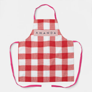 Personalisiertes Klassisches Rotes Gingham-Karo Schürze
