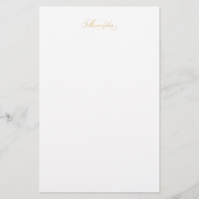 Personalisiertes klassisches Script Alexander Gold Briefpapier (Vorderseite)
