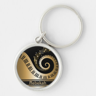 Personalisiertes Klavier befestigt GoldMusiknoten Schlüsselanhänger