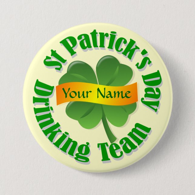 Personalisiertes Kleeblatt St Patrick Button (Vorderseite)