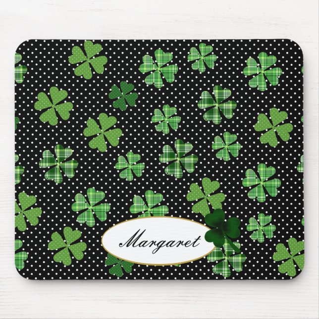 Personalisiertes Kleeblatt und Vierblättriges Klee Mousepad (Vorne)
