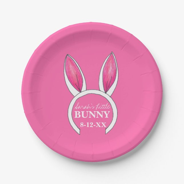 Personalisiertes kleines Bunny Baby Dusche Osterpl Pappteller (Vorderseite)