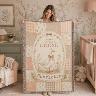 Personalisiertes kleines Gänse-Babymädchen-Andenke Decke