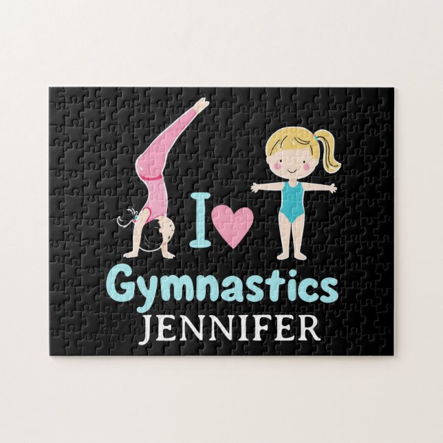 Personalisiertes Kleines GymnastGirl, I Liebe Gymn Puzzle (Horizontal)