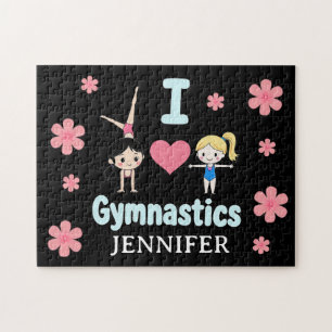 Personalisiertes Kleines GymnastGirl, I Liebe Gymn Puzzle