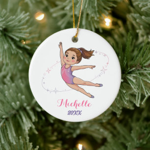 Personalisiertes kleines Turner-Mädchen Weihnachte Keramik Ornament