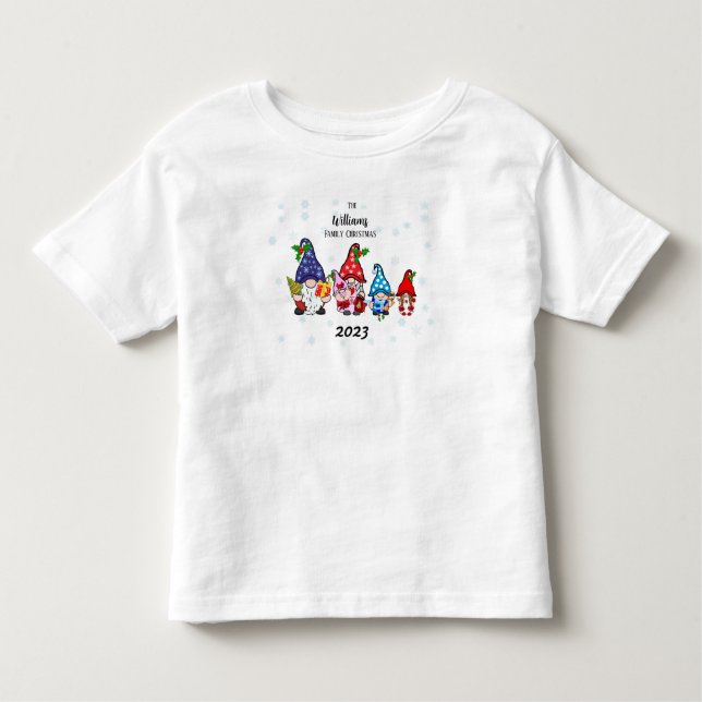 Personalisiertes Kleinkind Familie Gnome T-shirt (Vorderseite)