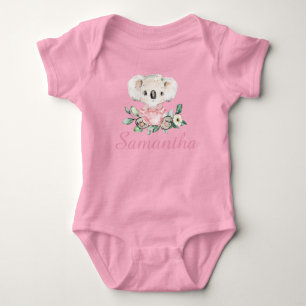 Personalisiertes Koala-Blumen-T-Shirt für den 1. G Baby Strampler