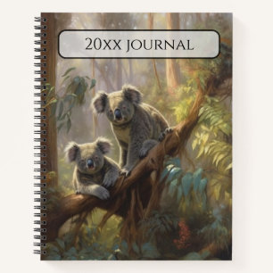 Personalisiertes Koala-Eukalyptuswald-Antiquariat Notizbuch