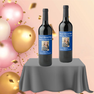 Personalisiertes königsblaues Freundschafts-Weinpa Weinetikett