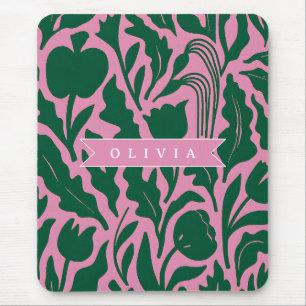 Personalisiertes kräftig rosa botanisches Blumen N Mousepad