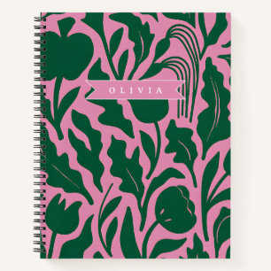 Personalisiertes kräftig rosa botanisches Blumen N Notizbuch