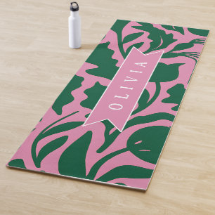 Personalisiertes kräftiges rosa botanisches Blumen Yogamatte