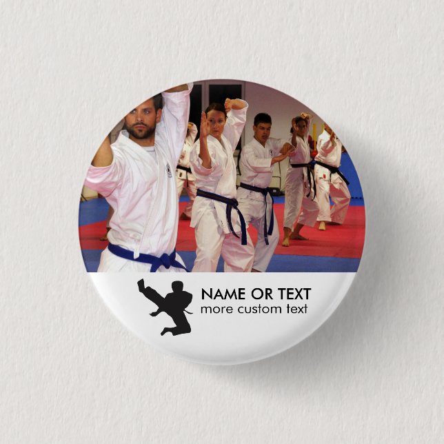Personalisiertes Kriegskunst-Karate-Foto u. Name Button (Vorderseite)