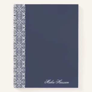 Personalisiertes Kronen-Blumen-Notizbuch in Blau Notizbuch