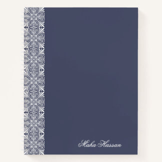 Personalisiertes Kronen-Blumen-Notizbuch in Blau   Notizbuch
