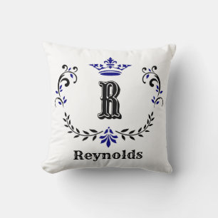 Personalisiertes Kronenkranz-Monogramm 'R' Kissen