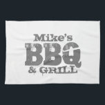 Personalisiertes Küchentuch für GRILLEN Party<br><div class="desc">Personalisiertes Küchenhandtuch für GRILLEN King / Grillmeister. Vintage Typografie-Template-Design für Party zum Kochen im Freien. Machen Sie Ihr eigenes Barbecue Handtuch für Koch Papa,  Vater,  Onkel,  Opa,  Ehemann,  Bruder,  Männer etc. Anpassbare Farben. Niedliche Väter eine Geschenkidee.</div>