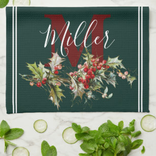 Personalisiertes Küchentuch mit Stechpalme und Bee